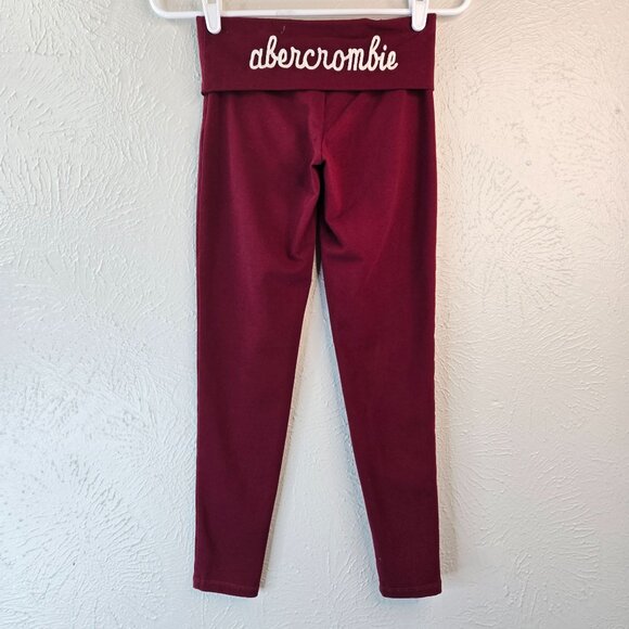 Abercrombie Kids Fold Over Leggings Girls Medium Y2k Embroidered Spellout Logo - Picture 1 of 11